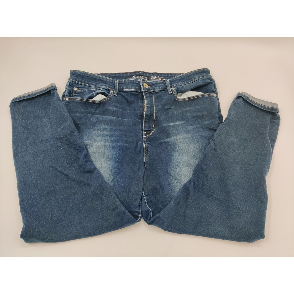 Signature by Levi Strauss Women Blue High Rise Ankle‎ Skinny Jeans Size 18 W34